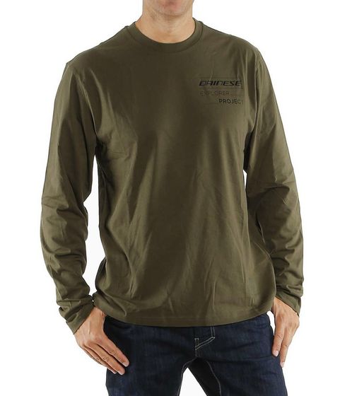 DAINESE Adventure men's long-sleeved sweater with logo print, cotton sweater 201896837 05F olive green