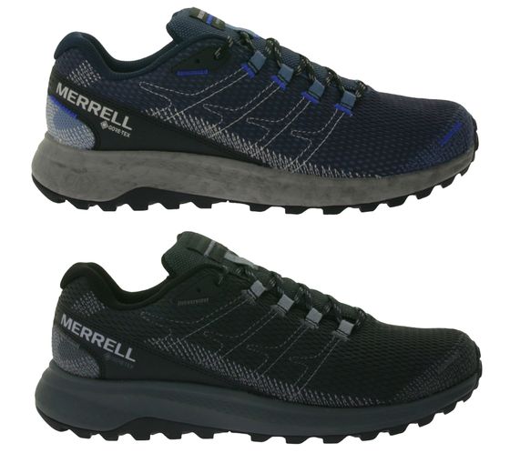 MERRELL Fly Strike Gore-Tex Herren Lauf-Schuhe nachhaltige Trailrunning-Schuhe wasserdichte GTX Sneaker Schwarz oder Dunkelblau