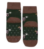 6 pairs of Moustard children's cotton socks with ostrich all-over print patterned stopper socks baby socks 20S-OSTR-012 brown/green/pink 6 pairs of Moustard children's cotton socks with ostrich all-over print patterned stopper socks baby socks 20S-OSTR-012 brown/green/pink