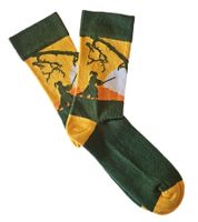 6 paia di calzini di cotone Moustard Samurai con immagine di una combattente donna con motivo a lunghe calze 22S-SAMU Giallo/Arancione/Bianco