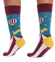 6 paia di calzini in cotone Moustard Circus and Baloons Calzini lunghi a righe e fantasia con mongolfiere, modello Circus, 20S-CIRCUS Blu/Rosso/Giallo/Bianco