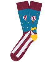 6 paia di calzini in cotone Moustard Circus and Baloons Calzini lunghi a righe e fantasia con mongolfiere, modello Circus, 20S-CIRCUS Blu/Rosso/Giallo/Bianco