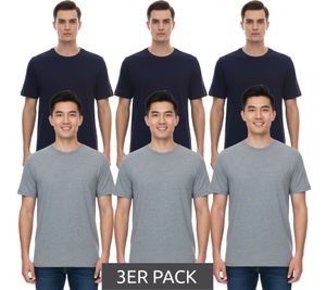 Pack of 3 Puma Statement Deluxe Edition Base sustainable men's cotton shirt T-shirts 683509 gray or dark blue