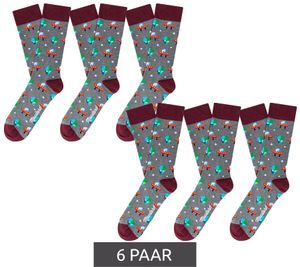 6 paires de chaussettes homme en coton Moustard Alien avec imprimé all-over alien et OVNI chaussettes longues 17S-ALIEN rouge foncé/gris