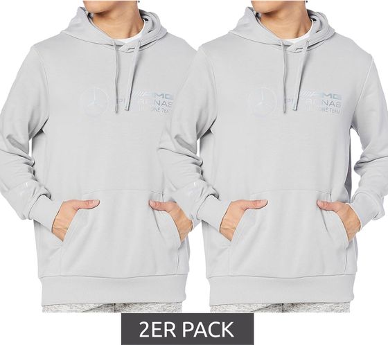 Pack of 2 PUMA X Mercedes-Benz AMG Petronas F1 MAPF1 LS Statement men's hooded sweater with reflective logo print cotton hoodie 621158 02 gray