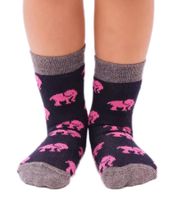 6 paires de chaussettes enfant coton Moustard, chaussettes imprimé éléphant, chaussettes bambin 20S-ELEP noir/rose/gris