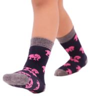 6 paires de chaussettes enfant coton Moustard, chaussettes imprimé éléphant, chaussettes bambin 20S-ELEP noir/rose/gris