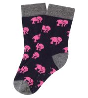 6 paires de chaussettes enfant coton Moustard, chaussettes imprimé éléphant, chaussettes bambin 20S-ELEP noir/rose/gris