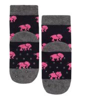 6 paires de chaussettes enfant coton Moustard, chaussettes imprimé éléphant, chaussettes bambin 20S-ELEP noir/rose/gris