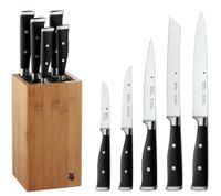WMF Grand Class knife block 6-piece knife set Made in Germany including bamboo knife block Black/Silver