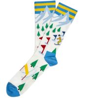 6 Paar Moustard Ski Herren Baumwoll-Socken mit Skipisten-Print gemusterte lange Strümpfe 17S-SKI Weiß/Hellblau/Rot/Grün