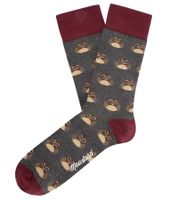 6 Paar Moustard Owl  Baumwoll-Socken mit Eulen-Allover-Print gemusterte lange Strümpfe 20S-OWL Grau/Rot/Beige 6 Paar Moustard Owl  Baumwoll-Socken mit Eulen-Allover-Print gemusterte lange Strümpfe 20S-OWL Grau/Rot/Beige