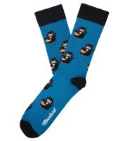 6 pairs of Moustard Manekineko cotton socks with cat patterned long socks 22S-MANEKI blue/black