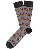 6 paia di calzini di cotone color senape con motivo a ciambelle glassate, calzini lunghi 18S-DON grigio/marrone