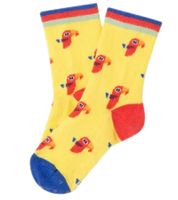 6 Pairs of Moustard Parrot Children's Baby Socks Toddler Socks with Parrot Print Patterned Baby Stockings Anti-Slip Socks Cotton Socks Bird Print 20S-PARR ​​Yellow/Blue/Red/Orange