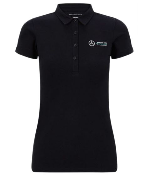 Mercedes-Benz AMG Petronas F1 MAPF1 Classic Polo Women's Cotton Shirt Polo Shirt with Team Logos Short Sleeve Shirt 141181026 100 Black