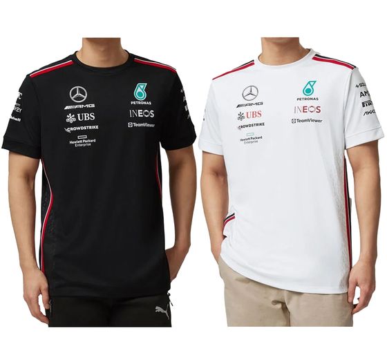 Mercedes-Benz AMG Petronas F1 2023 Team-Shirt Herren T-Shirt Motorsport Kurzarm 701223428 002 Weiß oder Schwarz