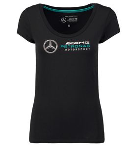 T-shirt pour femme avec grand logo AMG Petronas F1 Logo Tee en coton 141181022 100 Noir T-shirt pour femme avec grand logo AMG Petronas F1 Logo Tee en coton 141181022 100 Noir