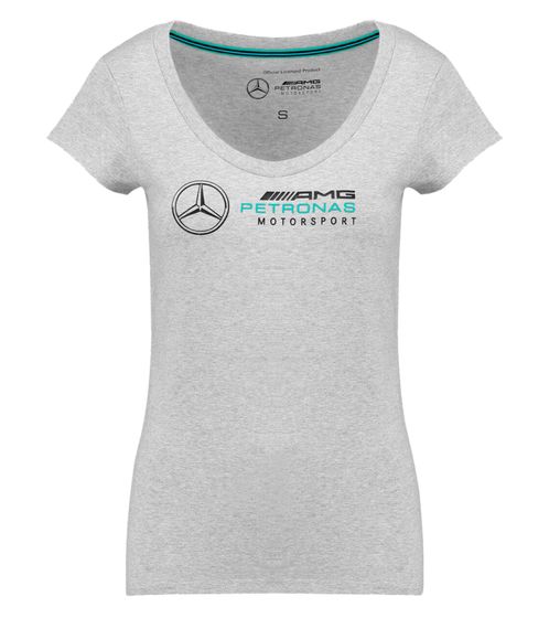 Mercedes-Benz AMG Petronas F1 Logo Tee Women's T-Shirt with large AMG Petronas logo print Cotton Shirt 141181022 150 Grey