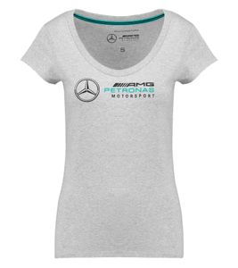 T-shirt pour femme avec grand logo AMG Petronas F1 Logo Tee en coton 141181022 150 Gris