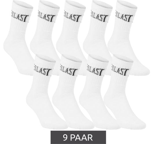 9 pairs of EVERLAST men's sports socks with cotton content, long socks, OEKO-TEX Standard 100 EVL/1/TENX3/PBL white