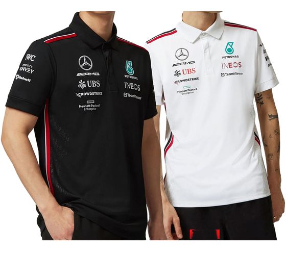 Mercedes-Benz AMG Petronas F1 2023 Team-Poloshirt Herren Motorsport-Shirt Kurzarm-Shirt 701223408 Weiß oder Schwarz