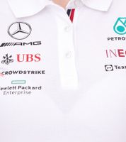 Mercedes-Benz AMG Petronas F1 MAPF1 Polo da donna in cotone con loghi della squadra e degli sponsor Maglietta a maniche corte 701219231 002 Bianco