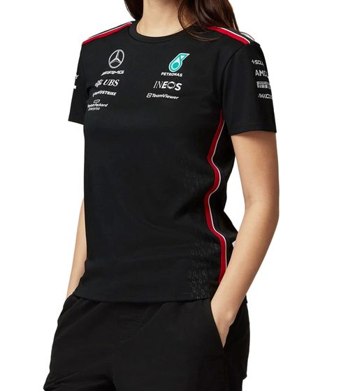 Mercedes-Benz AMG Petronas F1 Driver Tee Damen T-Shirt mit Team- und Sponsoren-Logos Motorsport-Shirt 701223420 001 Schwarz