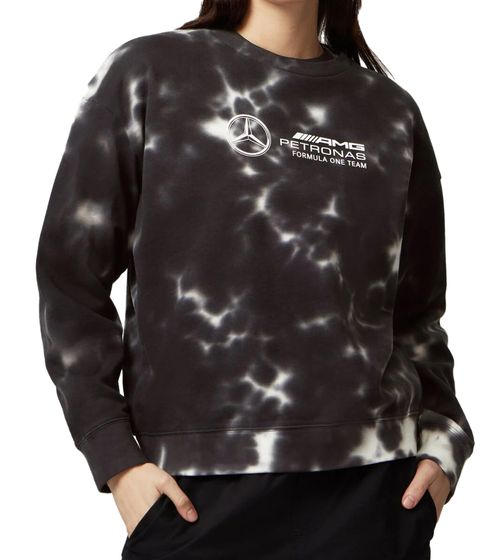 Pull femme Mercedes-Benz AMG F1 Pull en coton au design batik Pull de loisirs 701225036 001 Noir/Blanc