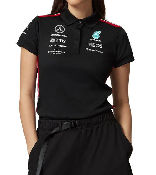 Mercedes-Benz AMG Petronas F1 MAPF1 RP Damen Polo-Shirt mit Team- und Sponsoren-Logos Kurzarm-Shirt Polo-Hemd 701223407 001 Schwarz