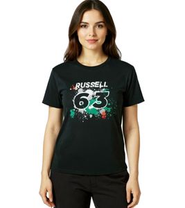 Camiseta de mujer Mercedes-Benz AMG Petronas F1 George con inscripción de George Russel 63 Cotton Shirt 701220867 001 Negro