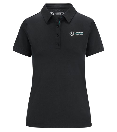 Mercedes-Benz AMG Petronas F1 MAPF1 Classic-Polo Damen Baumwoll-Shirt Polo-Shirt mit Team-Logos Kurzarm-Shirt 701202236 001 Schwarz