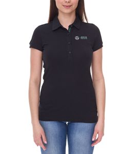 Polo clásico de algodón para mujer Mercedes-Benz AMG Petronas F1 MAPF1, camiseta de manga corta con logotipos del equipo, color negro, 701202236 001