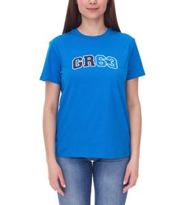 Camiseta de mujer con estampado GR63 grande de algodón Mercedes-Benz AMG Petronas F1 MAPF1 FW George Russell Logo 701222313 001 Azul