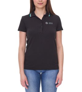 Polo en coton pour femme Mercedes-Benz AMG Petronas F1 MAPF1 Polo avec logos d'équipe et accents de couleur Chemise à manches courtes 701222289 001 Noir