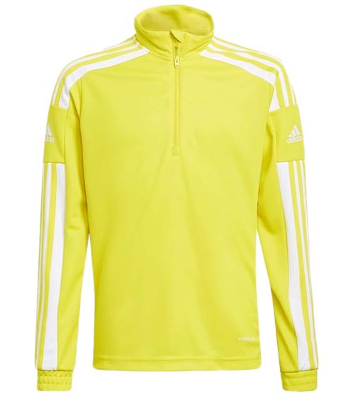 adidas Squadra 21 Kinder Sport-Shirt Troyer-Pullover mit AEROREADY-Technologie für Jungen und Mädchen Fitness-Pullover Gelb/Weiß