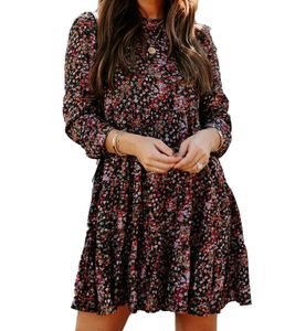 MILAN PARIS women's dress with all-over floral print, summer dress ND28620 black/red/orange