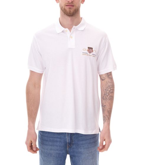 GANT Men's Polo Shirt Regular Fit Polo Shirt Cotton Shirt 2002014 100 White