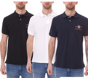 GANT men's polo shirt regular fit polo shirt cotton shirt 2002014 in navy, black or white GANT men's polo shirt regular fit polo shirt cotton shirt 2002014 in navy, black or white