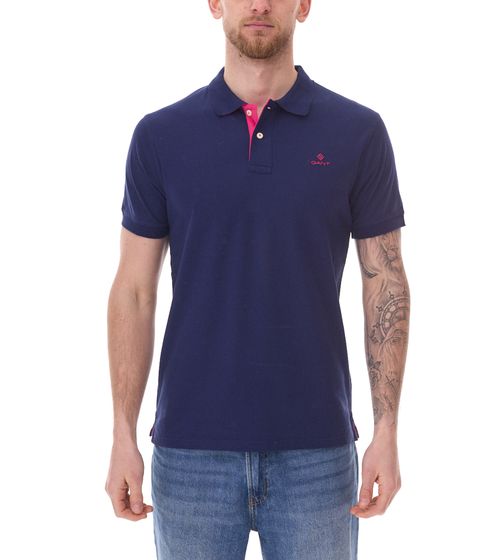 GANT Herren Polo-Shirt Regular Fit Polo-Hemd Baumwoll-Shirt 2052003 423 Blau/Rosa