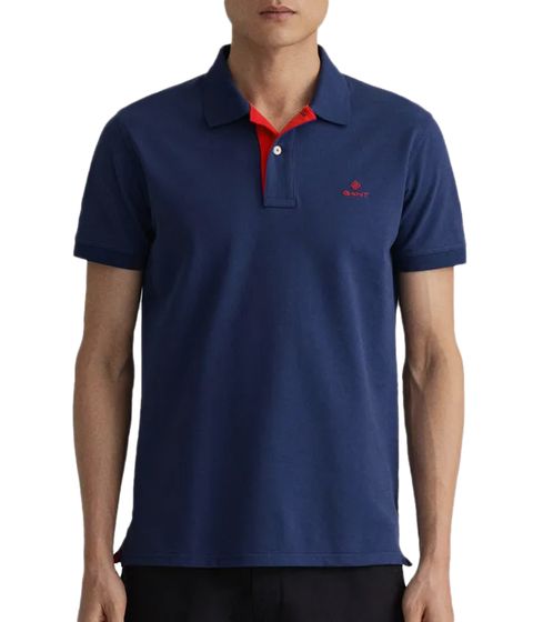 GANT Herren Polo-Shirt Regular Fit Polo-Hemd Baumwoll-Shirt 2052003 433 Navy/Rot