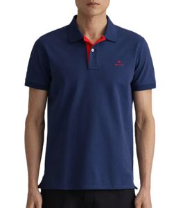 GANT Men's Polo Shirt Regular Fit Polo Shirt Cotton Shirt 2052003 433 Navy/Red