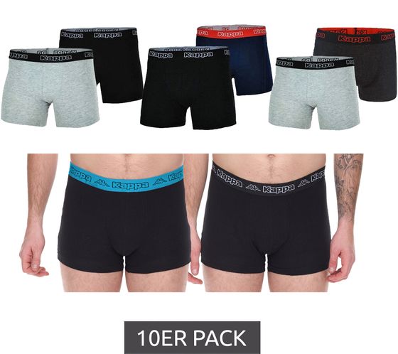 10er Pack Kappa Herren Boxershorts mit Marken Schriftzug und Logo Unterhose in verschiedenen Farben wie Schwarz, Grau, Anthrazit und Blau