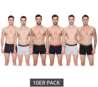 Pack of 10 Kappa men's boxer shorts with brand lettering and logo underpants in various colors such as black, gray, anthracite and blue