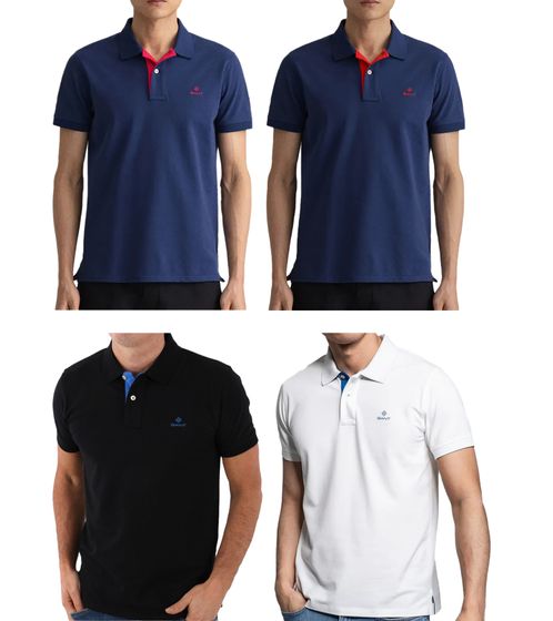 Polo pour homme GANT Regular Fit Polo en coton 2052003 en bleu, noir ou blanc crème