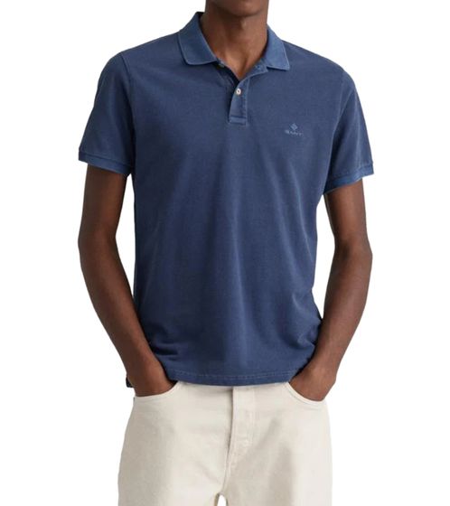 GANT Sunfaded Persian Blue men's polo shirt regular fit cotton shirt pastel-colored short-sleeved polo shirt 2052028 423 dark blue