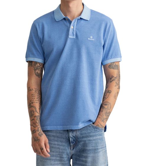 GANT Sunfaded Day Blue Herren Polo-Shirt Regular Fit Baumwoll-Shirt pastellfarbenes Kurzarm Polo-Hemd 2052028 471 Hell-Blau