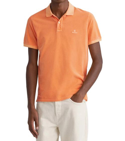 GANT Sunfaded Dahlia Orange Men's Polo Shirt Regular Fit Cotton Shirt Pastel Short Sleeve Polo Shirt 2052028 819 Orange