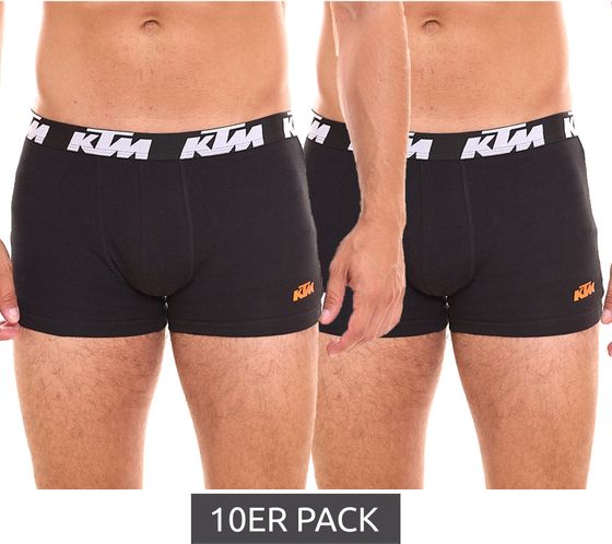 Pack of 10 KTM men's boxer shorts, comfortable underwear with logo print KTM1BCX2ASS1BK/BS Black