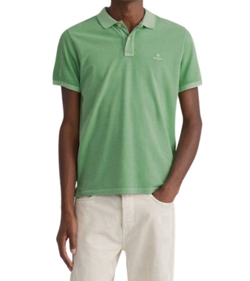 GANT Sunfaded Absinthe Green Men's Polo Shirt Regular Fit Cotton Shirt Pastel Short Sleeve Polo Shirt 2052028 304 Light Green